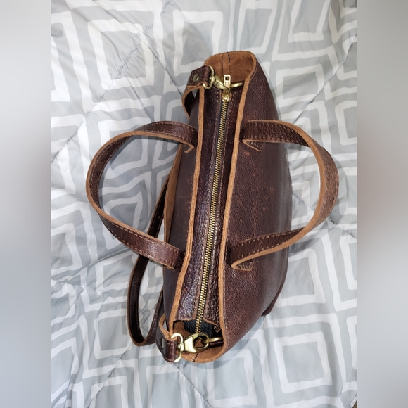 AUTHENTIC PORTLAND LEATHER GOODS  CROSSBODY / SATCHEL ZIP TOP TOTE BROWN - Picture 6 of 16